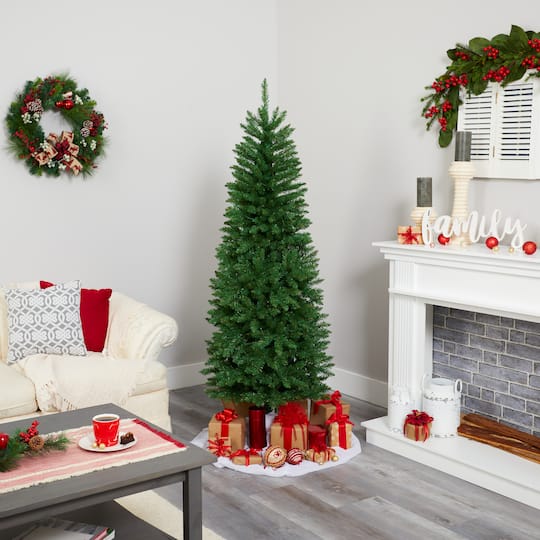 6ft. Pre-Lit Green Mountain Pine Artificial Christmas Tree, Clear LED Lights